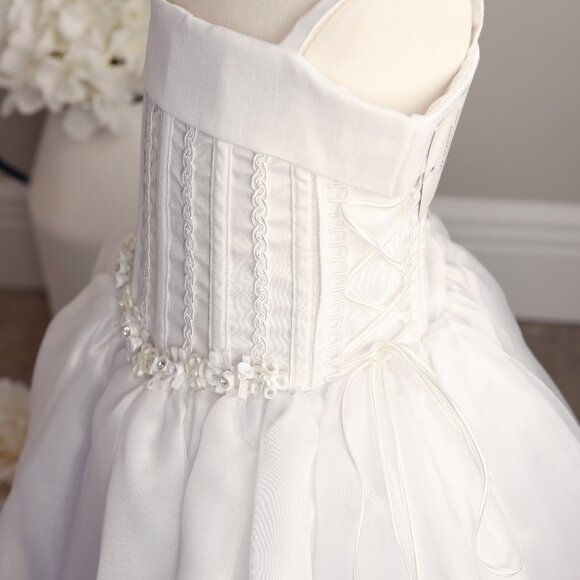 White Flower Girl Dress Formal Special Occasion Princess Gown RARE ITEM UNIQUE - Picture 6 of 12